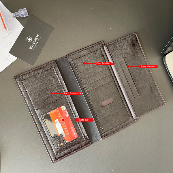 Long Wallet & Card Holder - Slim Design with ID Photo Frame, Multiple Card Slots