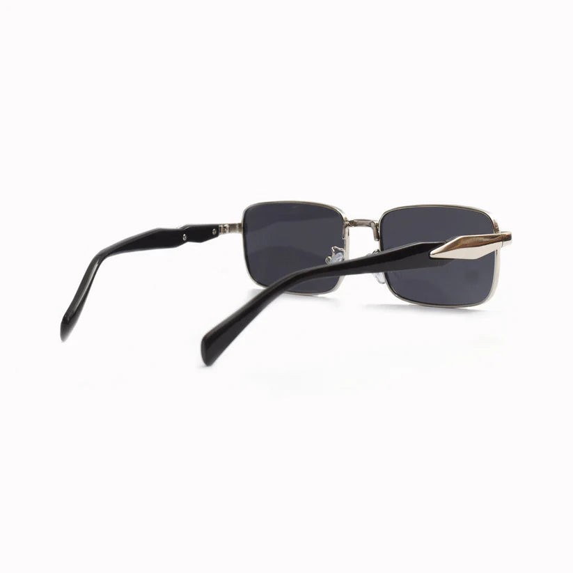 Men's Retro Square Metal Frame Fashion Glasses with Golden Accents