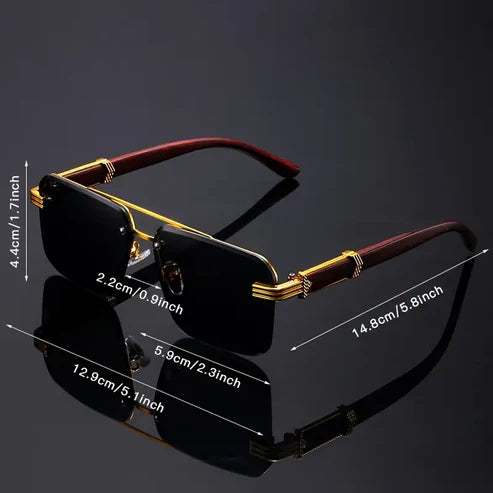 Stylish Double Beam Half-Frame Polygonal Edgeless Glasses