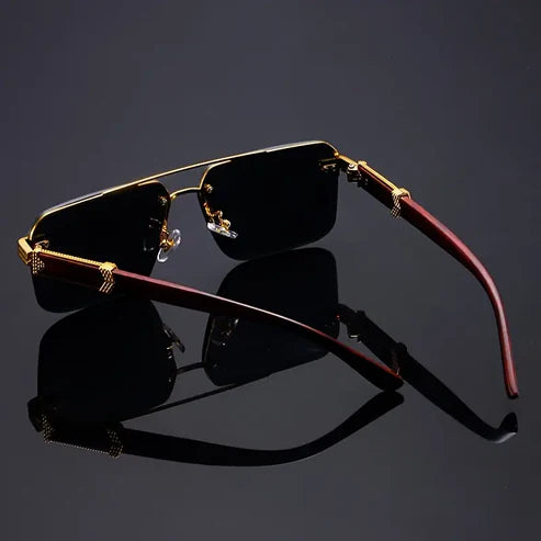Stylish Double Beam Half-Frame Polygonal Edgeless Glasses