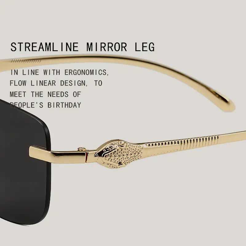 Vintage Style Rimless Glasses for Men, TAC Lens, Iron Alloy Frame